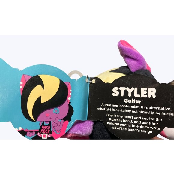 Hard Rock Cafe Roxtars Styler Punk Kitty Cat Plush Stuffed Goth Purple Black 7" - Picture 12 of 15